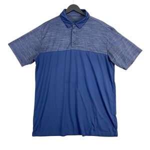 Three Sixty Six Polo Performance Mens XL Blue Striped Golf Active Short Sleeve
